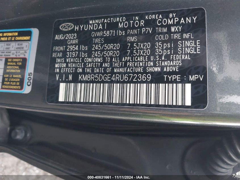 2024 HYUNDAI PALISADE LIMITED - KM8R5DGE4RU672369