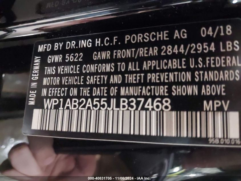 2018 PORSCHE MACAN S - WP1AB2A55JLB37468