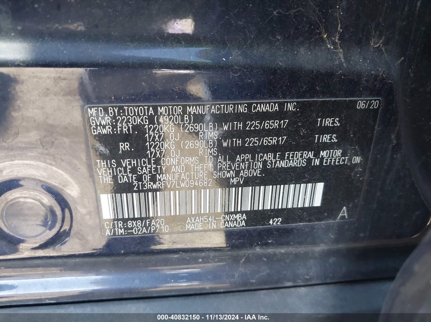 2020 TOYOTA RAV4 HYBRID XLE - 2T3RWRFV7LW094682