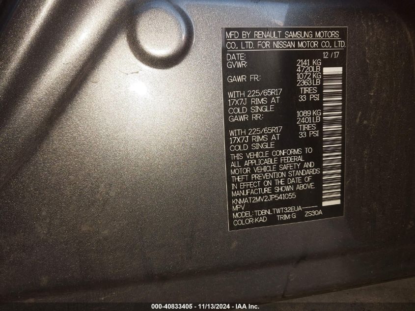 2018 NISSAN ROGUE SV - KNMAT2MV2JP541055