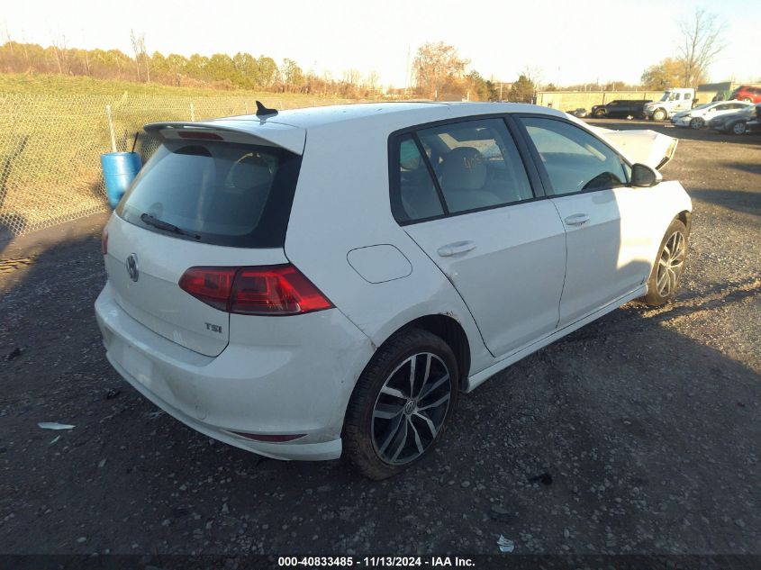 2015 Volkswagen Golf Tsi Se 4-Door VIN: 3VW217AU0FM004892 Lot: 40833485