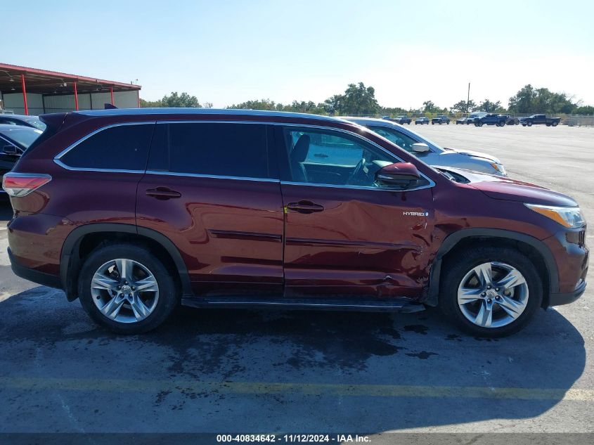 2014 Toyota Highlander Hybrid Limited VIN: 5TDDCRFH2ES004517 Lot: 40834642