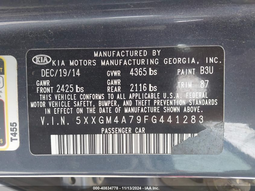 2015 KIA OPTIMA LX - 5XXGM4A79FG441283