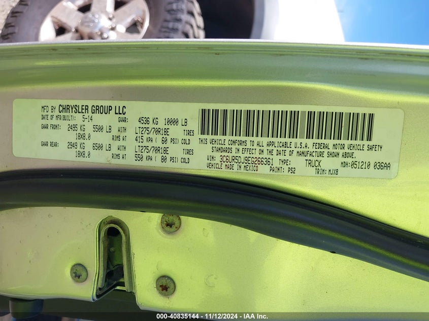 2014 RAM 2500 BIG HORN - 3C6UR5DJ9EG266361