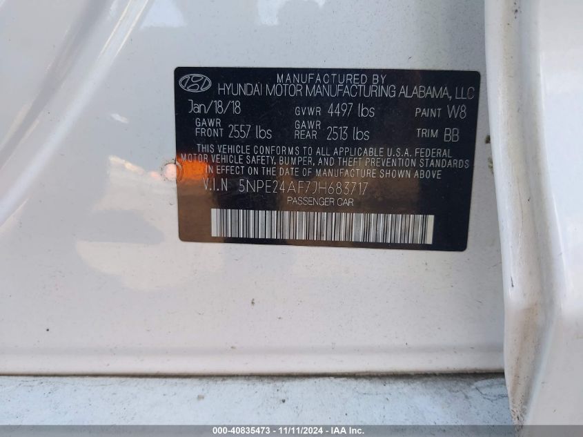 2018 HYUNDAI SONATA SE - 5NPE24AF7JH683717