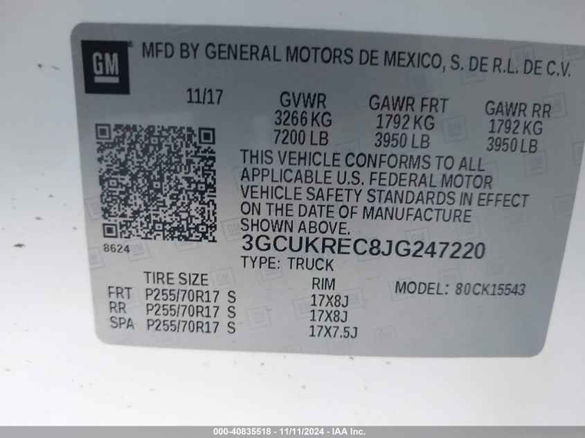 2018 CHEVROLET SILVERADO 1500 1LT - 3GCUKREC8JG247220