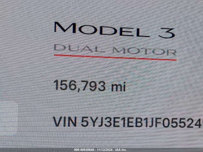 2018 TESLA MODEL 3 LONG RANGE/PERFORMANCE - 5YJ3E1EB1JF055249