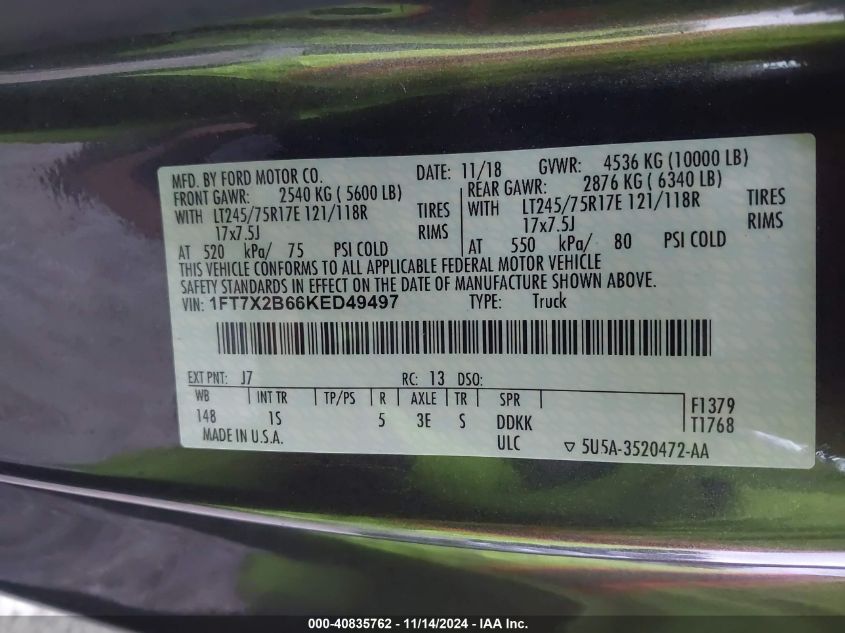 2019 FORD F-250 XL - 1FT7X2B66KED49497
