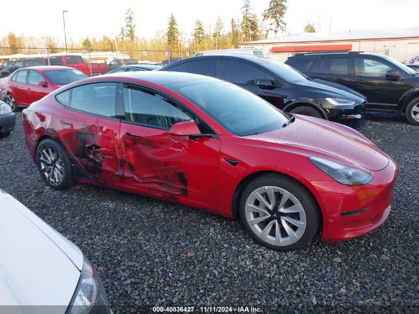 2021 Tesla Model 3 Standard Range Plus Rear-Wheel Drive VIN: 5YJ3E1EA8MF088244 Lot: 40836427