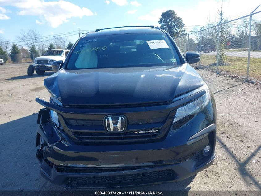 2022 Honda Pilot Awd Black Edition VIN: 5FNYF6H71NB047911 Lot: 40837420