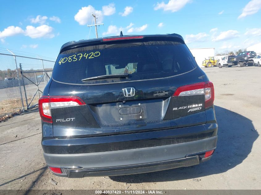 2022 Honda Pilot Awd Black Edition VIN: 5FNYF6H71NB047911 Lot: 40837420