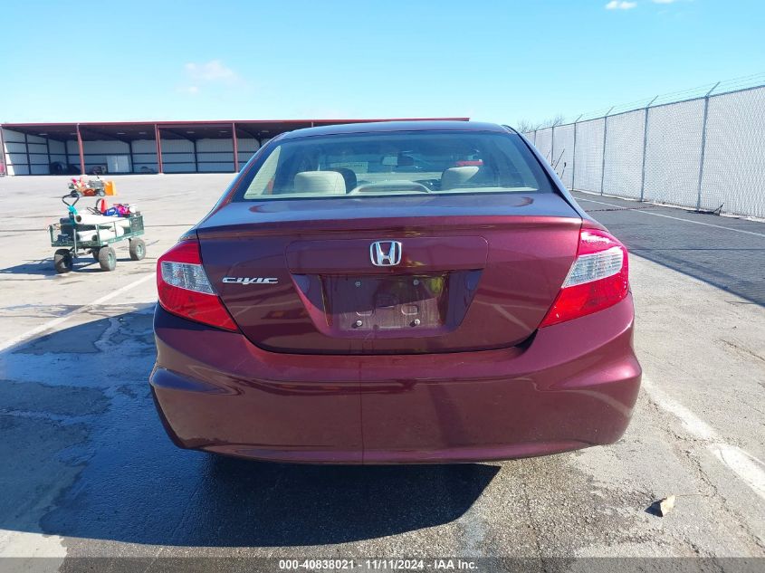 2012 Honda Civic Lx VIN: 19XFB2F51CE094923 Lot: 40838021