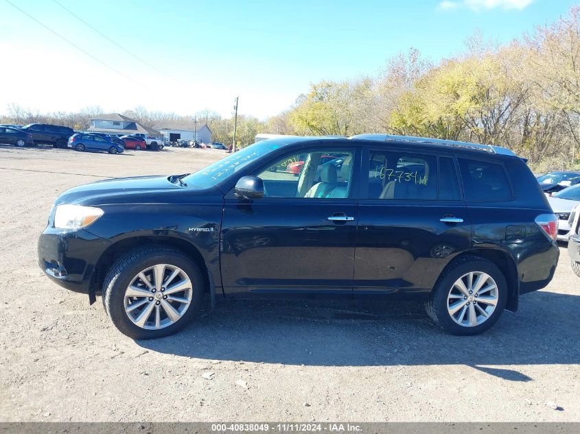 2008 Toyota Highlander Hybrid Limited VIN: JTEEW44A582001588 Lot: 40838049