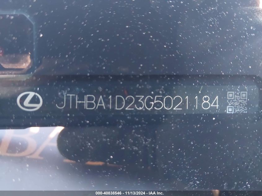 2016 LEXUS IS 200T - JTHBA1D23G5021184