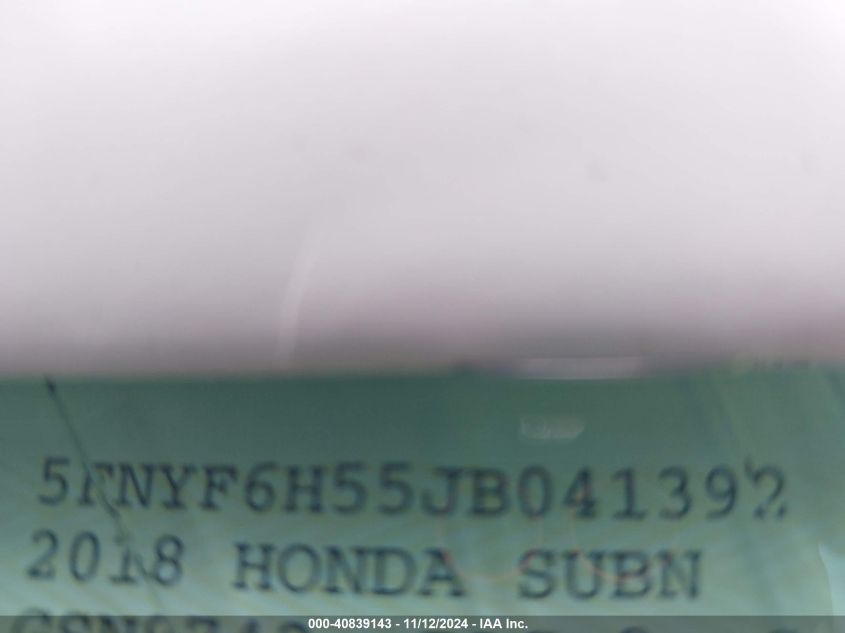 VIN 5FNYF6H55JB041392 2018 HONDA PILOT EX-L