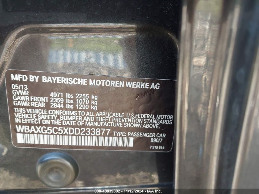 2013 BMW 528I - WBAXG5C5XDD233877