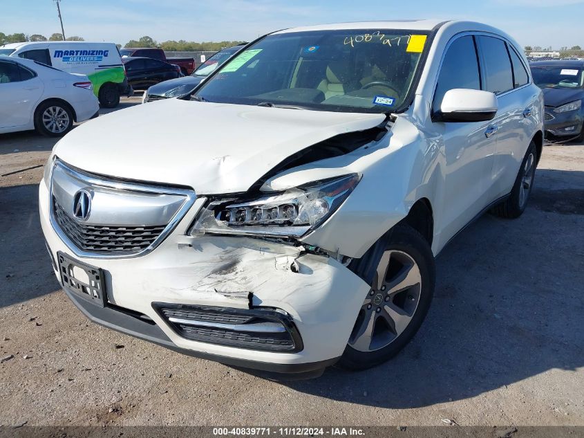 2015 Acura Mdx VIN: 5FRYD4H25FB025263 Lot: 40839771