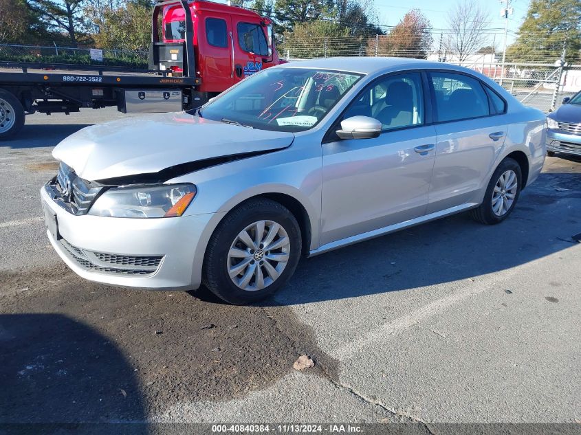 2013 Volkswagen Passat 2.5L S VIN: 1VWAH7A30DC001388 Lot: 40840384