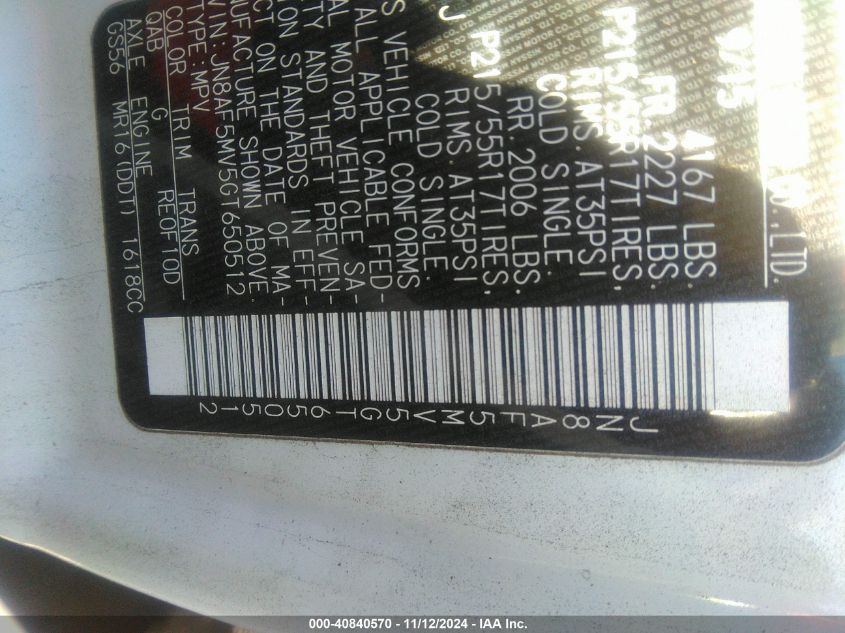 2016 NISSAN JUKE S - JN8AF5MV5GT650512