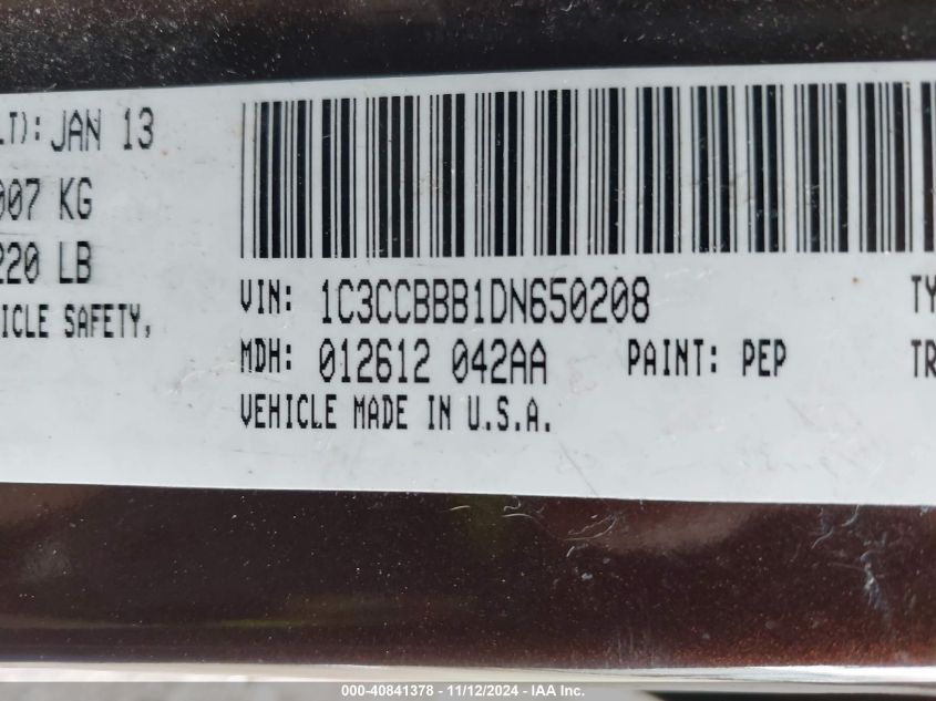 2013 CHRYSLER 200 TOURING - 1C3CCBBB1DN650208