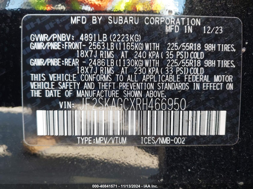 2024 SUBARU FORESTER SPORT - JF2SKAGCXRH466950