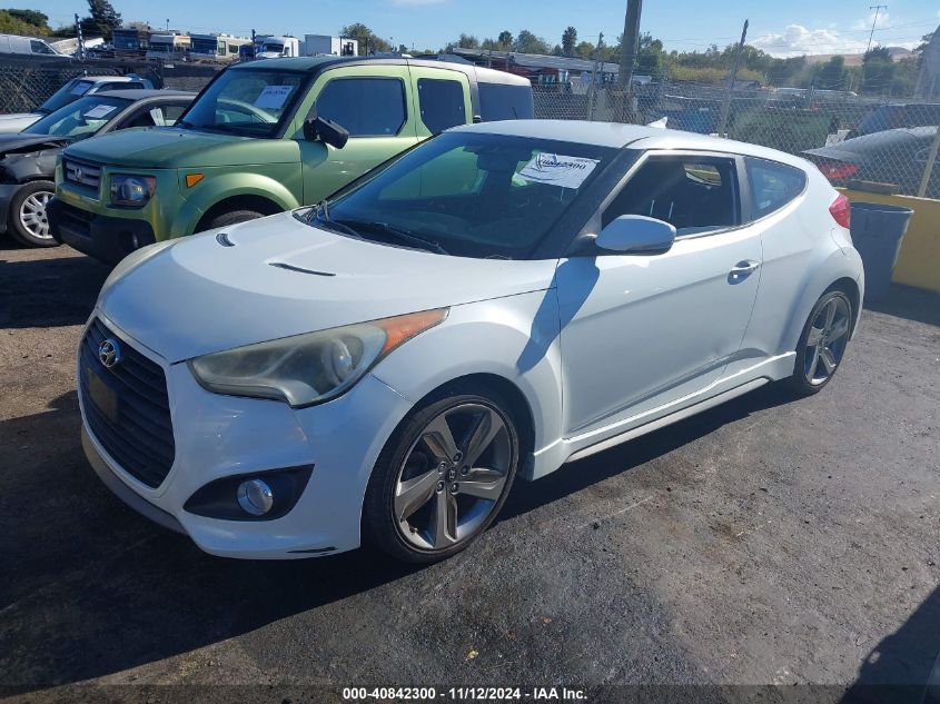 2013 HYUNDAI VELOSTER TURBO W/BLUE - KMHTC6AE2DU136058