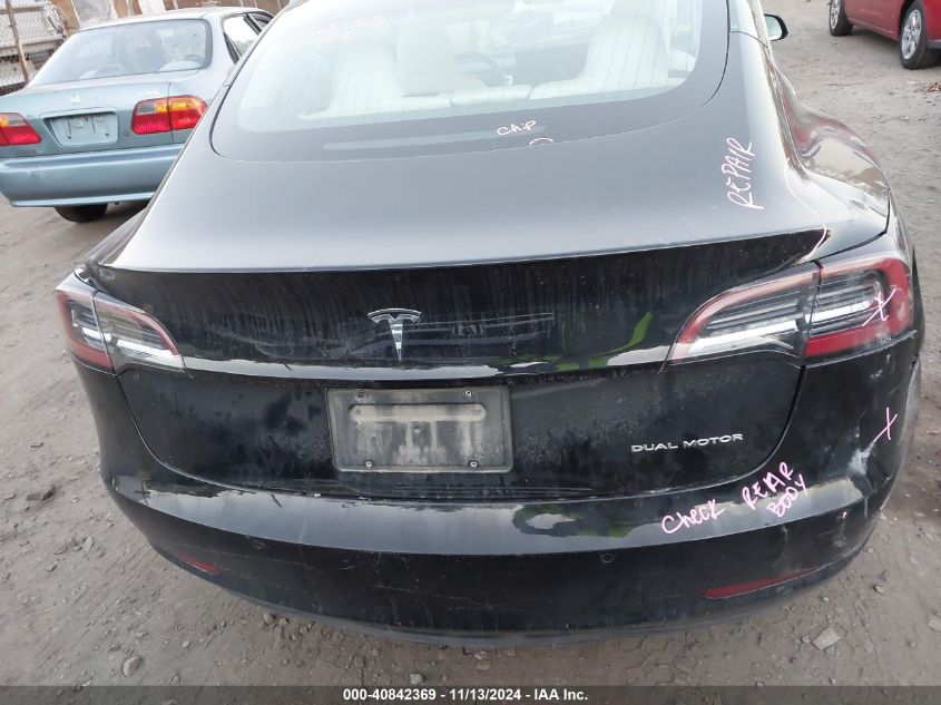 2019 Tesla Model 3 Long Range/Performance VIN: 5YJ3E1EB1KF391453 Lot: 40842369