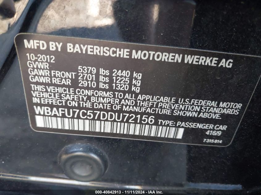 2013 BMW 535I XDRIVE - WBAFU7C57DDU72156