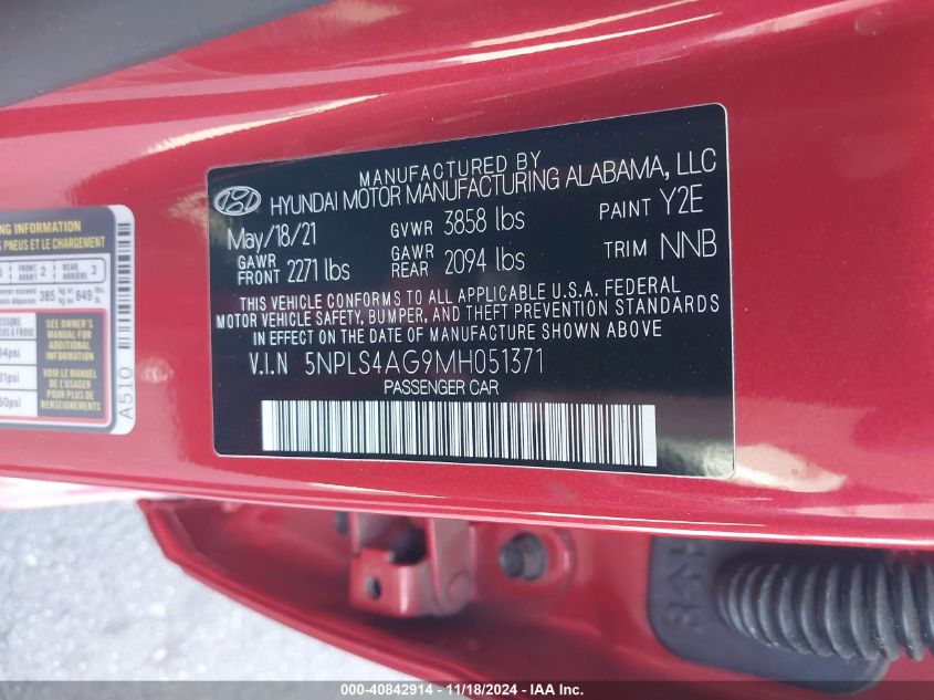 2021 HYUNDAI ELANTRA SEL - 5NPLS4AG9MH051371