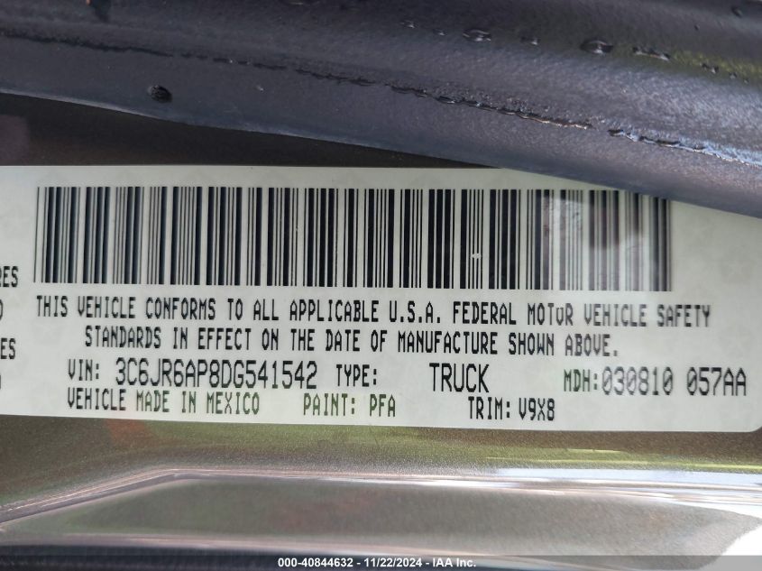 VIN 3C6JR6AP8DG541542 2013 RAM 1500, Tradesman no.9