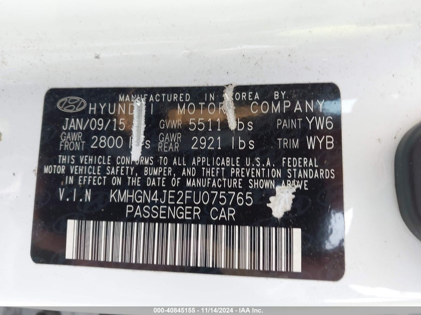 2015 HYUNDAI GENESIS 3.8 - KMHGN4JE2FU075765