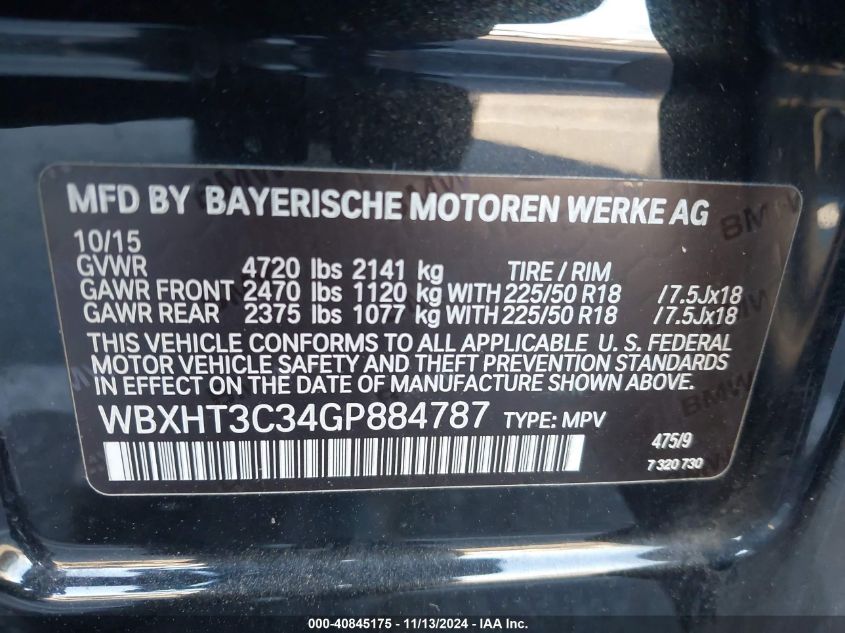 VIN WBXHT3C34GP884787 2016 BMW X1, Xdrive28I no.9