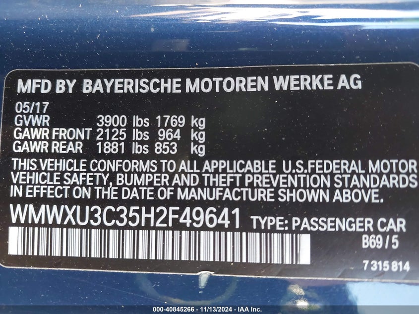 VIN WMWXU3C35H2F49641 2017 MINI HARDTOP COOPER S