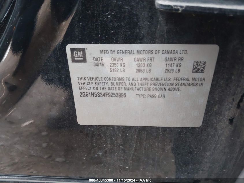 2015 CADILLAC XTS VIN: 2G61N5S34F9253995
