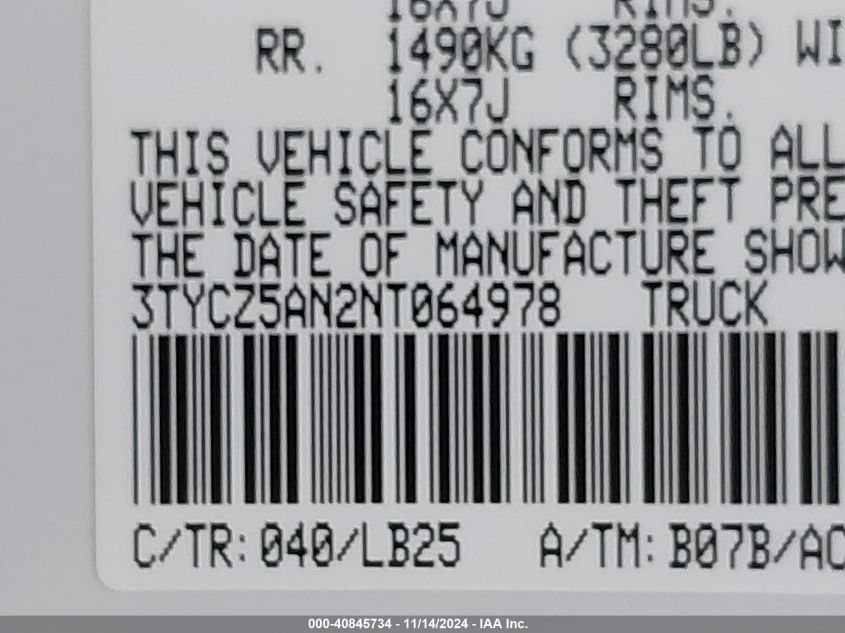 2022 Toyota Tacoma Trd Pro VIN: 3TYCZ5AN2NT064978 Lot: 40845734