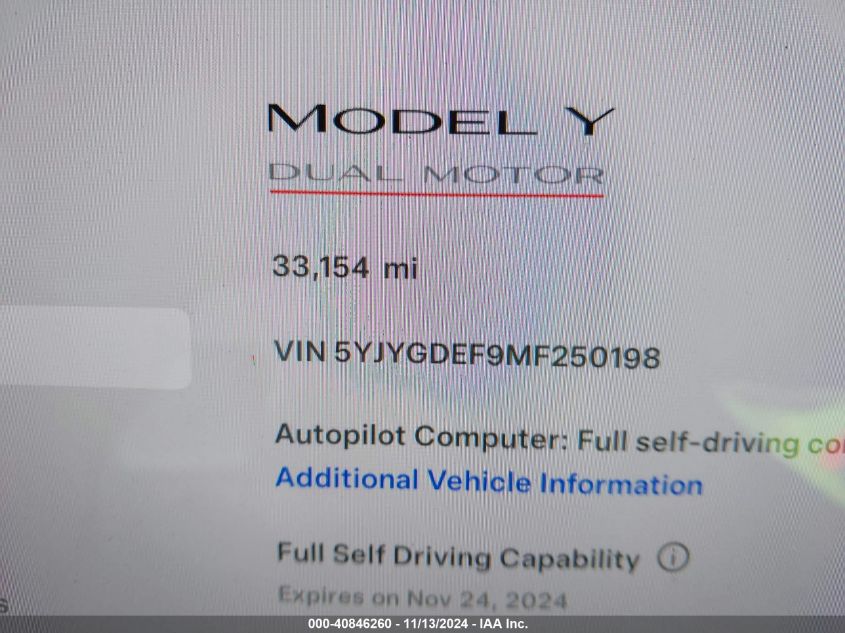 VIN 5YJYGDEF9MF250198 2021 TESLA MODEL Y PERFORMANCE DUAL MOTOR ALL-WHEEL DRIVE