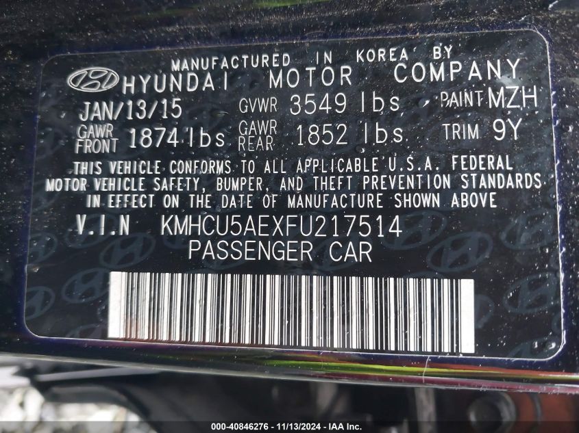 2015 HYUNDAI ACCENT SPORT - KMHCU5AEXFU217514