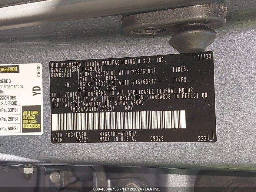 2024 TOYOTA COROLLA CROSS LE - 7MUCAAAG4RV073934