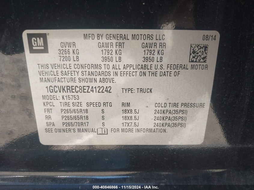 2014 CHEVROLET SILVERADO 1500 1LT - 1GCVKREC8EZ412242