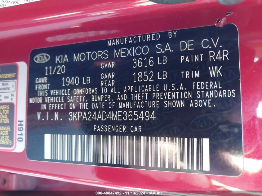 2021 KIA RIO S - 3KPA24AD4ME365494