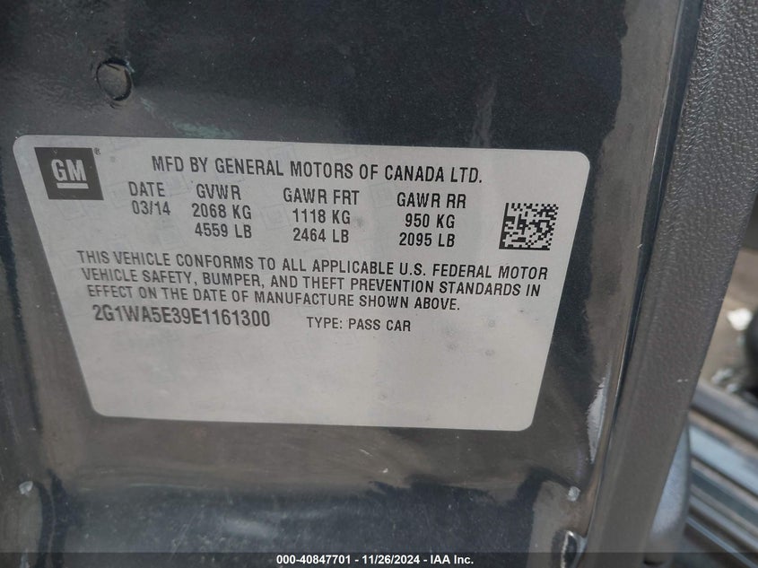 2014 CHEVROLET IMPALA LIMITED LS - 2G1WA5E39E1161300