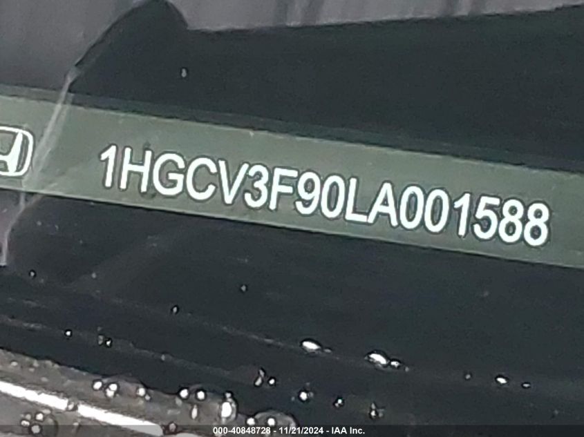 2020 HONDA ACCORD VIN: 1HGCV3F90LA001588