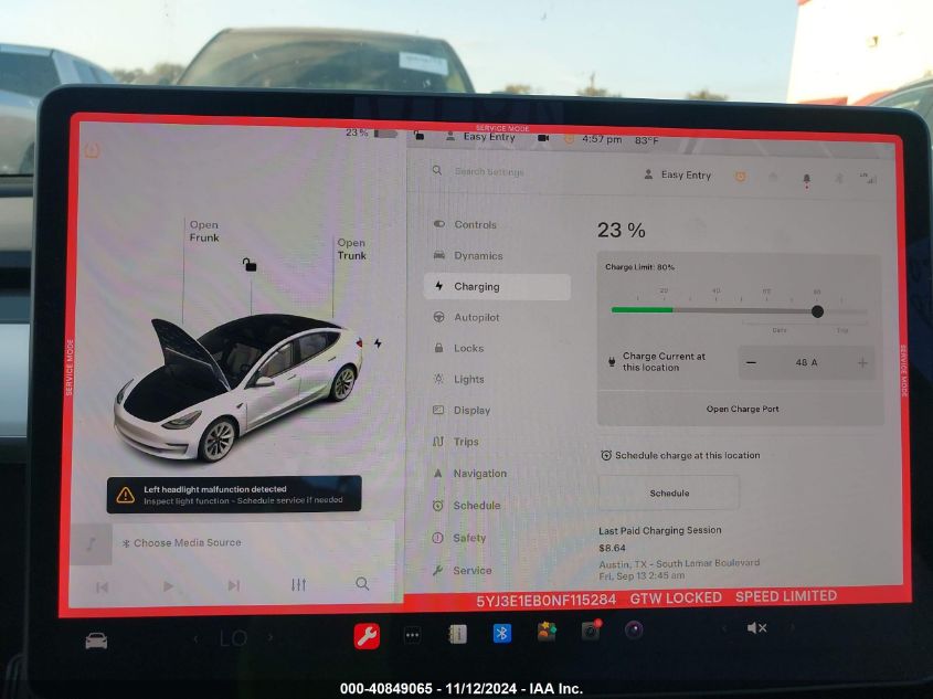 2022 Tesla Model 3 Long Range Dual Motor All-Wheel Drive VIN: 5YJ3E1EB0NF115284 Lot: 40849065