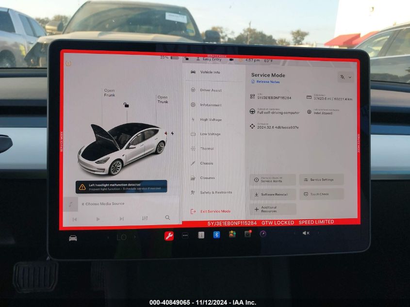 2022 Tesla Model 3 Long Range Dual Motor All-Wheel Drive VIN: 5YJ3E1EB0NF115284 Lot: 40849065