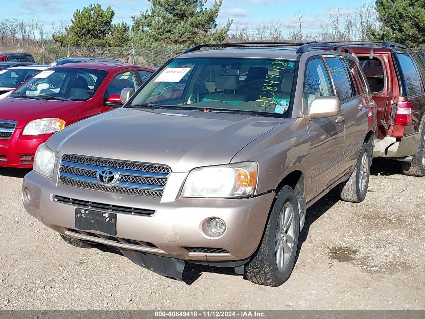 2006 Toyota Highlander Hybrid V6 VIN: JTEEW21A160007812 Lot: 40849418