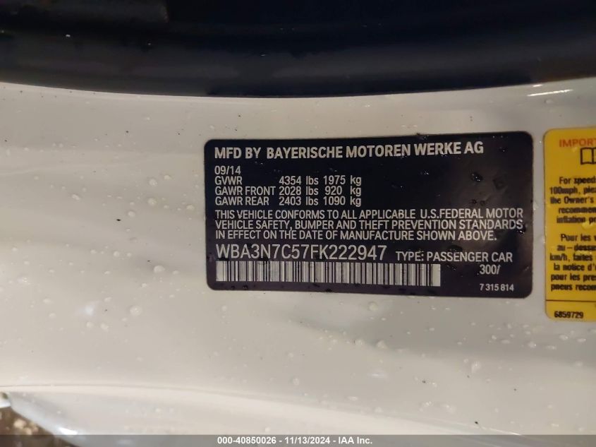 VIN WBA3N7C57FK222947 2015 BMW 4 Series, 428I no.9