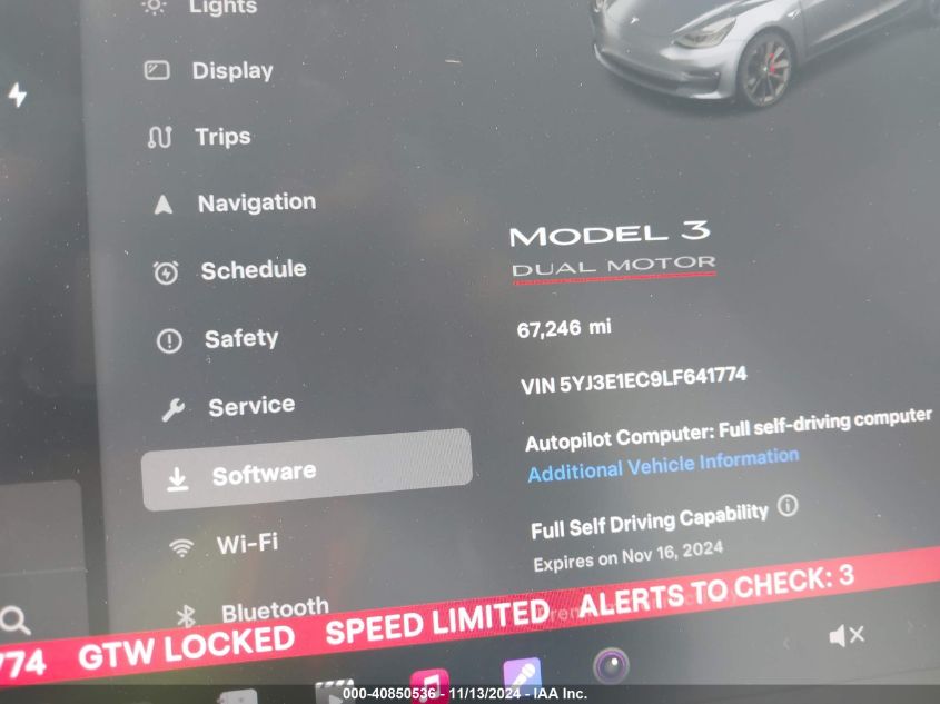 2020 Tesla Model 3 Performance Dual Motor All-Wheel Drive VIN: 5YJ3E1EC9LF641774 Lot: 40850536