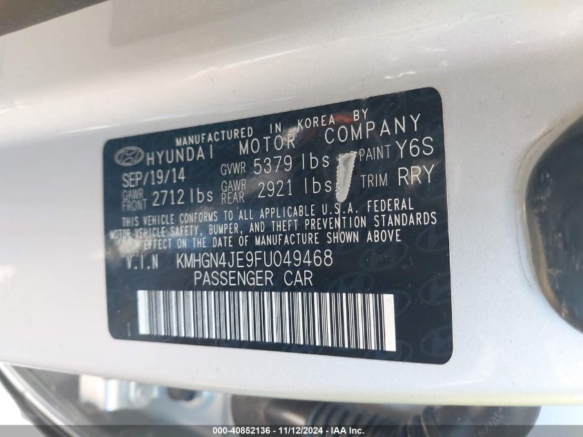 2015 HYUNDAI GENESIS 3.8 - KMHGN4JE9FU049468