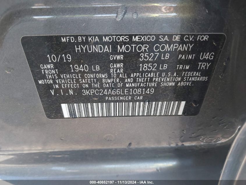 2020 HYUNDAI ACCENT SEL - 3KPC24A66LE108149