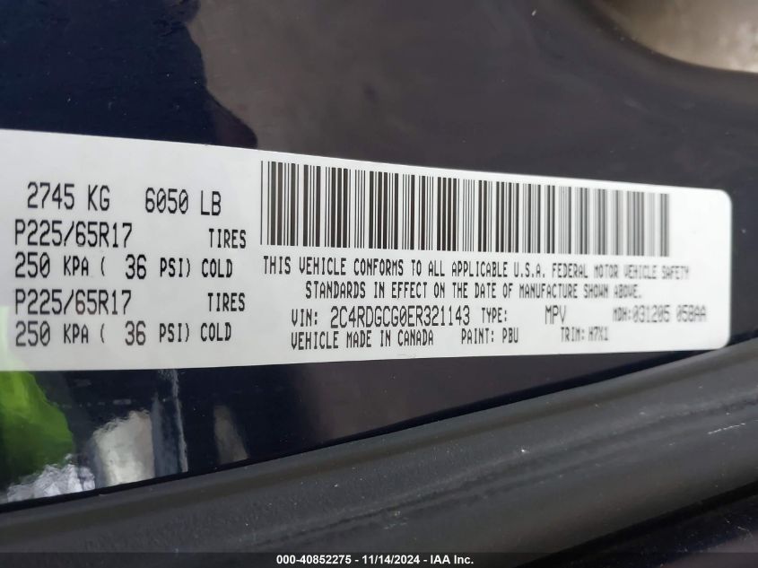 VIN 2C4RDGCG0ER321143 2014 DODGE GRAND CARAVAN no.9